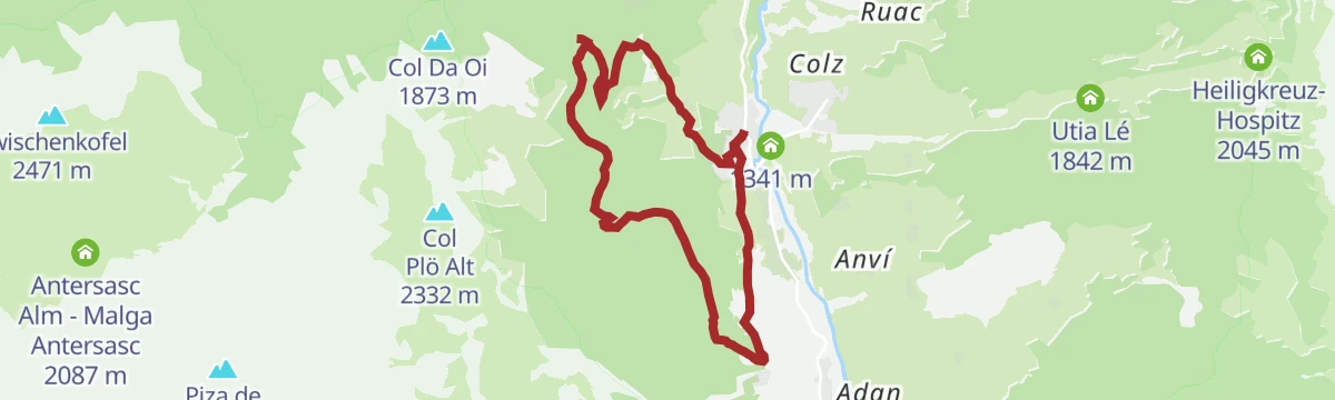 Route map: Lakes path - Tru di lec